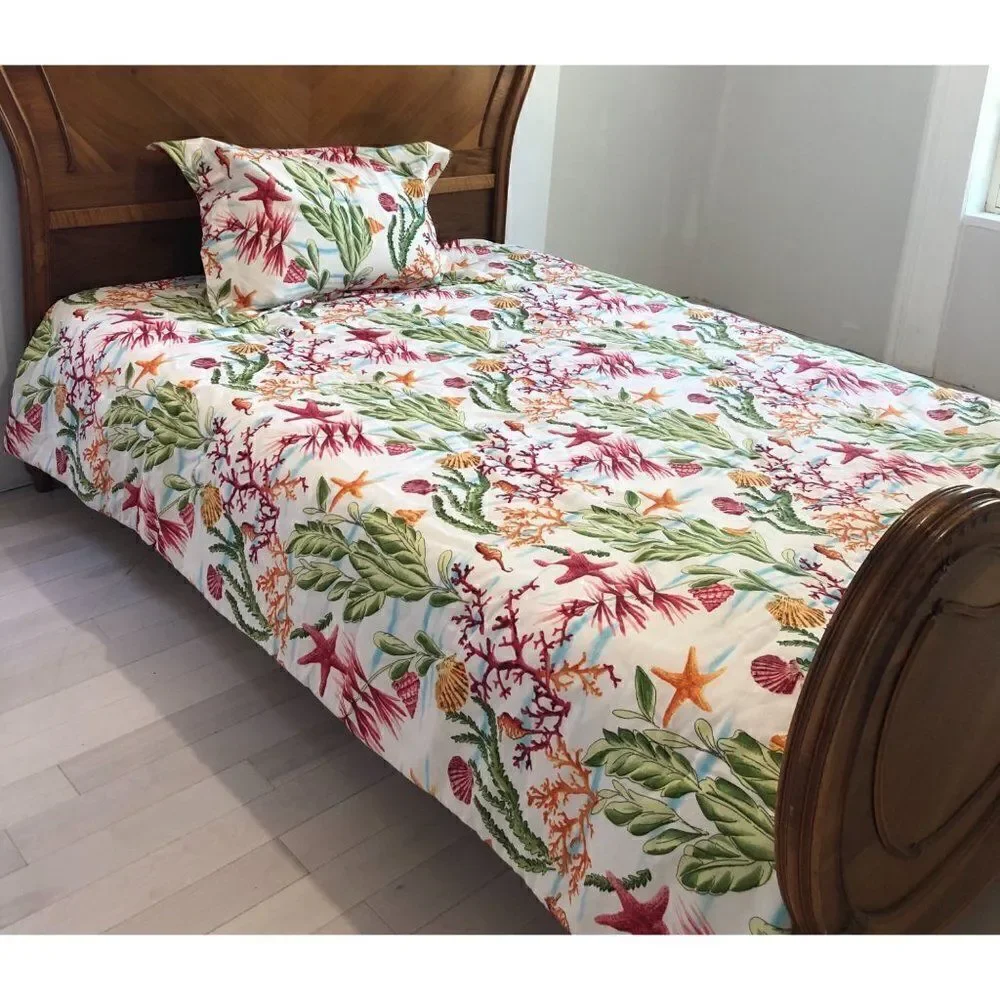 Beach House Twin Comforter & Sham Under the Sea Theme